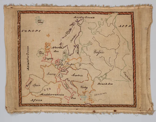 Embroidered map sampler