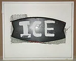 [Hand-painted Sign: "Ice"]