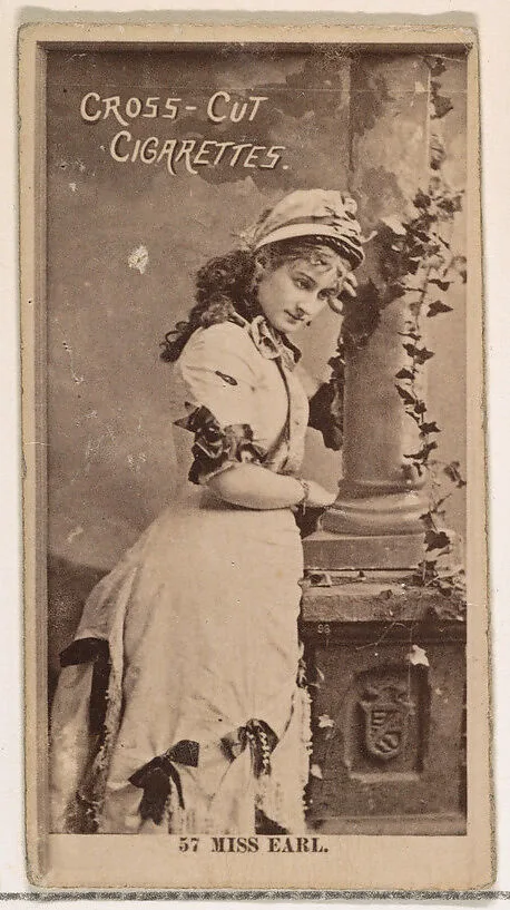 Card Number 57, Miss Earl, from the Actors and Actresses series (N145-2) issued by Duke Sons & Co. to promote Cross Cut Cigarettes — W. Duke, Sons & Co.