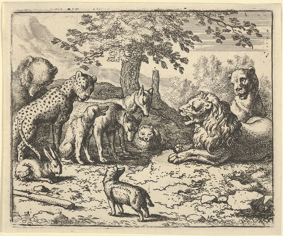 The Lion Takes the Advice of the Other Animals for Renard's Punishment from Hendrick van Alcmar's Renard The Fox — Allart van Everdingen