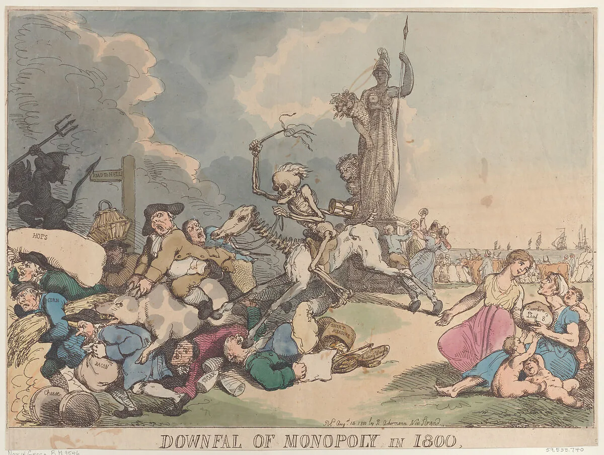 Downfall of Monopoly in 1800 — Rudolph Ackermann, London|Thomas Rowlandson