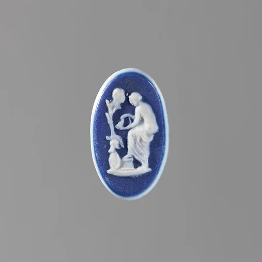 Draped figure with harp at military trophy