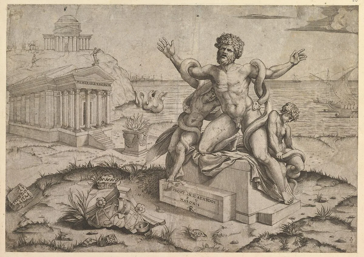 Speculum Romanae Magnificentiae: Ancient bas-reliefs with Laocoon — Marco Dente