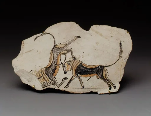 Ostracon with fighting bulls