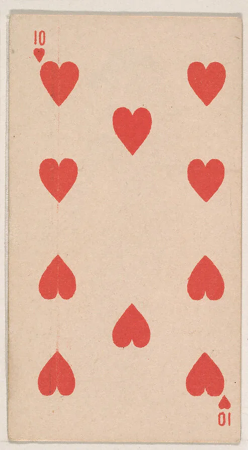 Ten of Hearts, from the Transparent Playing Cards series (N220) issued by Kinney Bros. — Kinney Brothers Tobacco Company