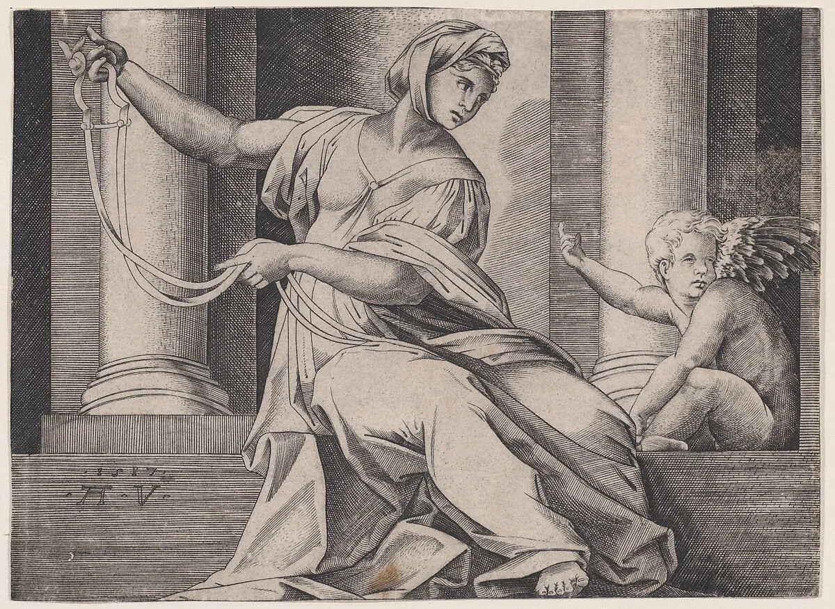 Temperance — Agostino Veneziano (Agostino dei Musi)|Raphael (Raffaello Sanzio or Santi)