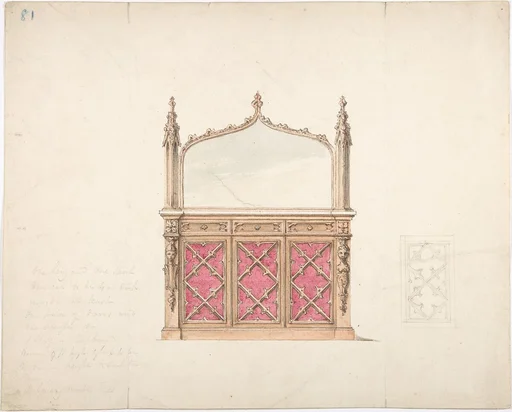 Design for a Gothic Style Mirrored Cabinet