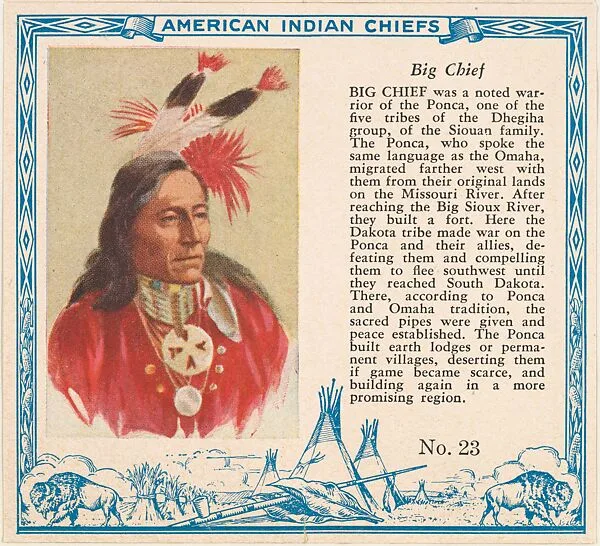 Card No. 23, Big Chief, from the Indian Chiefs series (T129) issued by Red Man Chewing Tobacco — Red Man Chewing Tobacco
