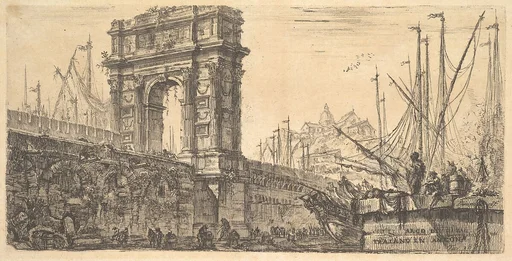 Plate 28: Arch of Trajan in Ancona (Arco di Trajano in Ancona), from "Alcune Vedute di Archi Trionfali ed altri monumenti inalzati da Romani parte di quali se veggono in Roma e parte per l'Italia" (Some Views of Triumphal Arches and other monuments erected by the Romans, some of which are in Rome and some elsewhere in Italy)