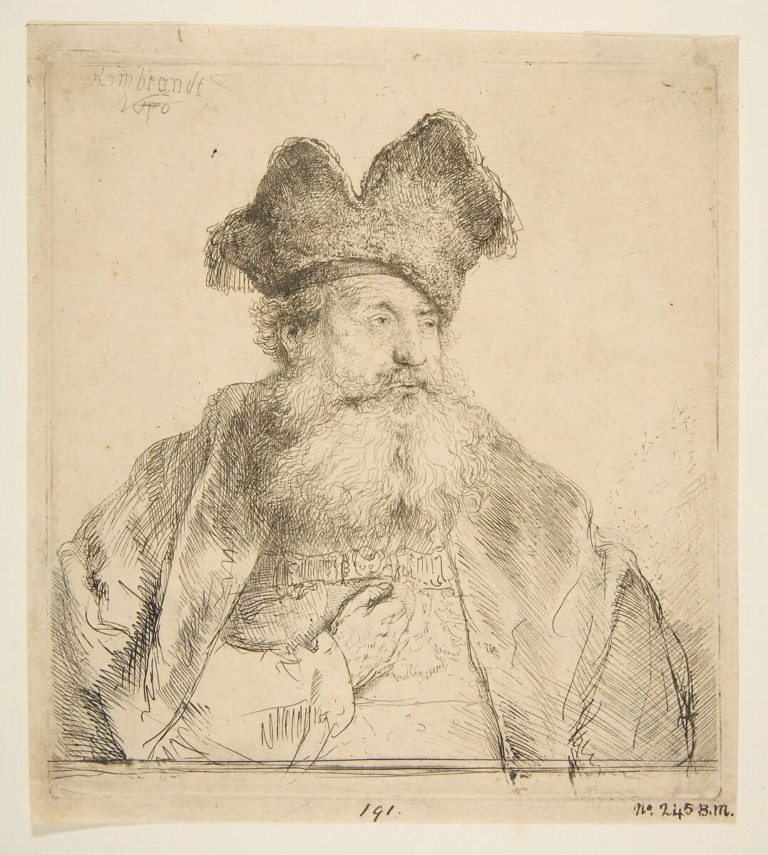 Old Man with a Divided Fur Cap — Rembrandt (Rembrandt van Rijn)