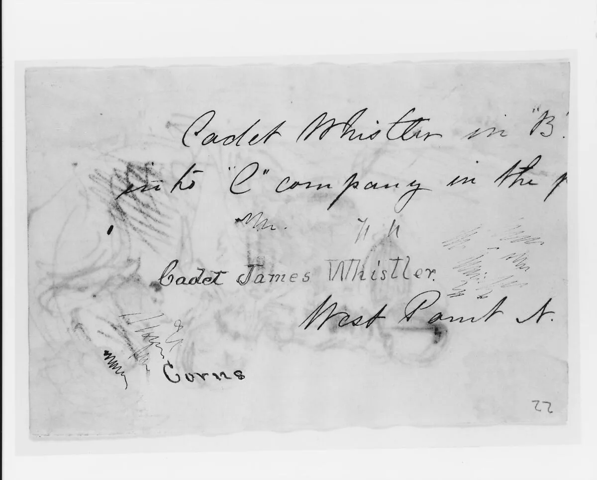 Partial Text from Letter (?); Autograph (from Sketchbook) — James McNeill Whistler