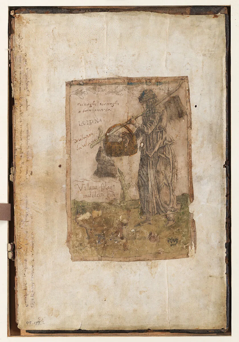 A peasant woman going to the market — Anonymous, Italian, 15th century