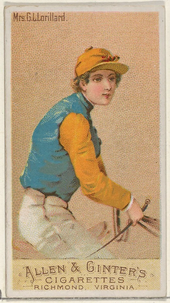Mrs. G.L. Lorillard, from the Racing Colors of the World series (N22a) for Allen & Ginter Cigarettes — Allen & Ginter