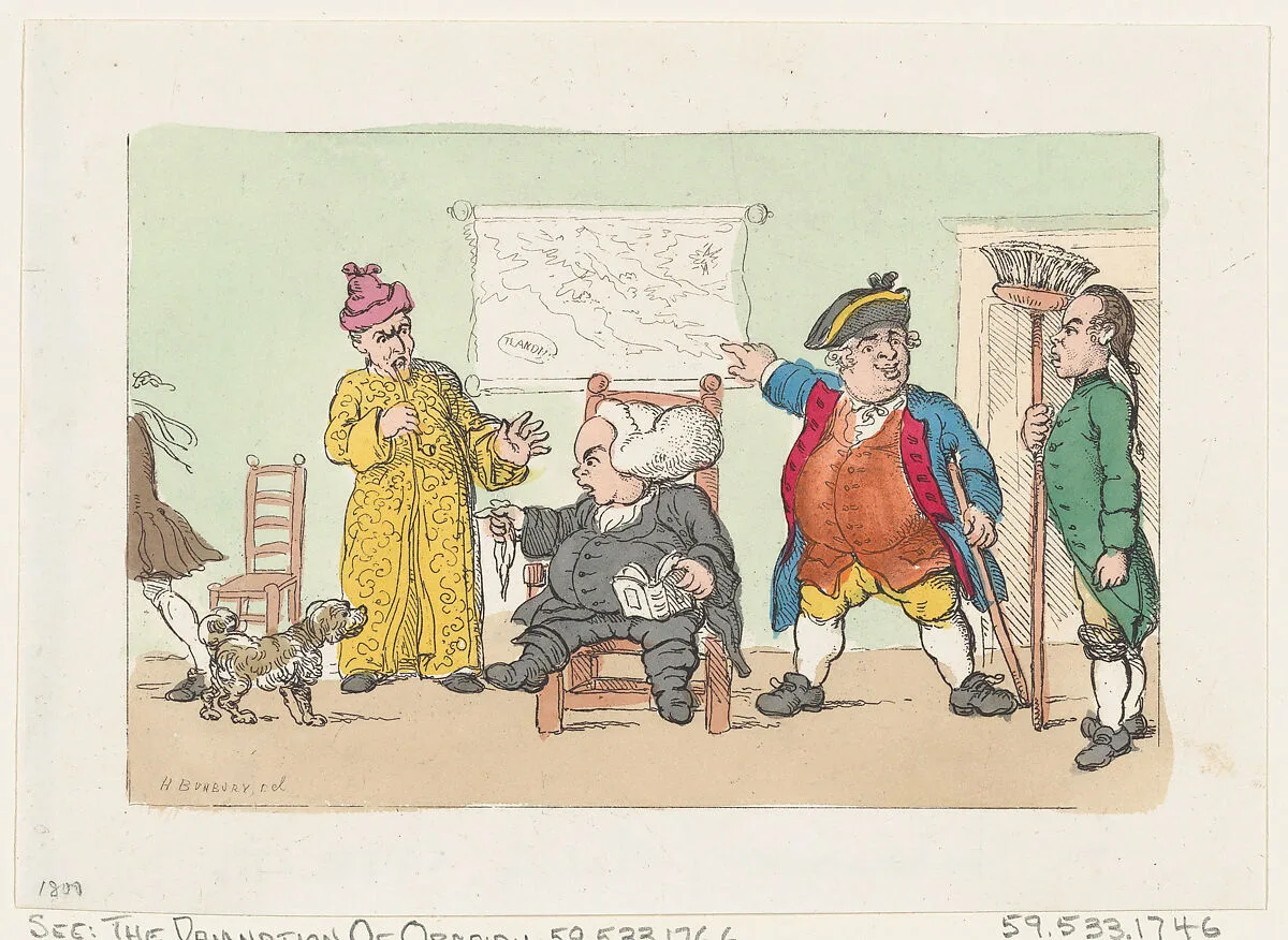 The Damnation of Obadiah (Tristram Shandy) — Thomas Rowlandson|Rudolph Ackermann, London|Laurence Sterne|Henry William Bunbury