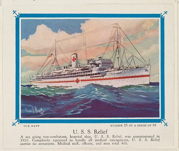 No. 23, U. S. S. Relief, collector card from the Our Navy series (D62), issued by the Kelley Baking Company — Kelley Baking Company