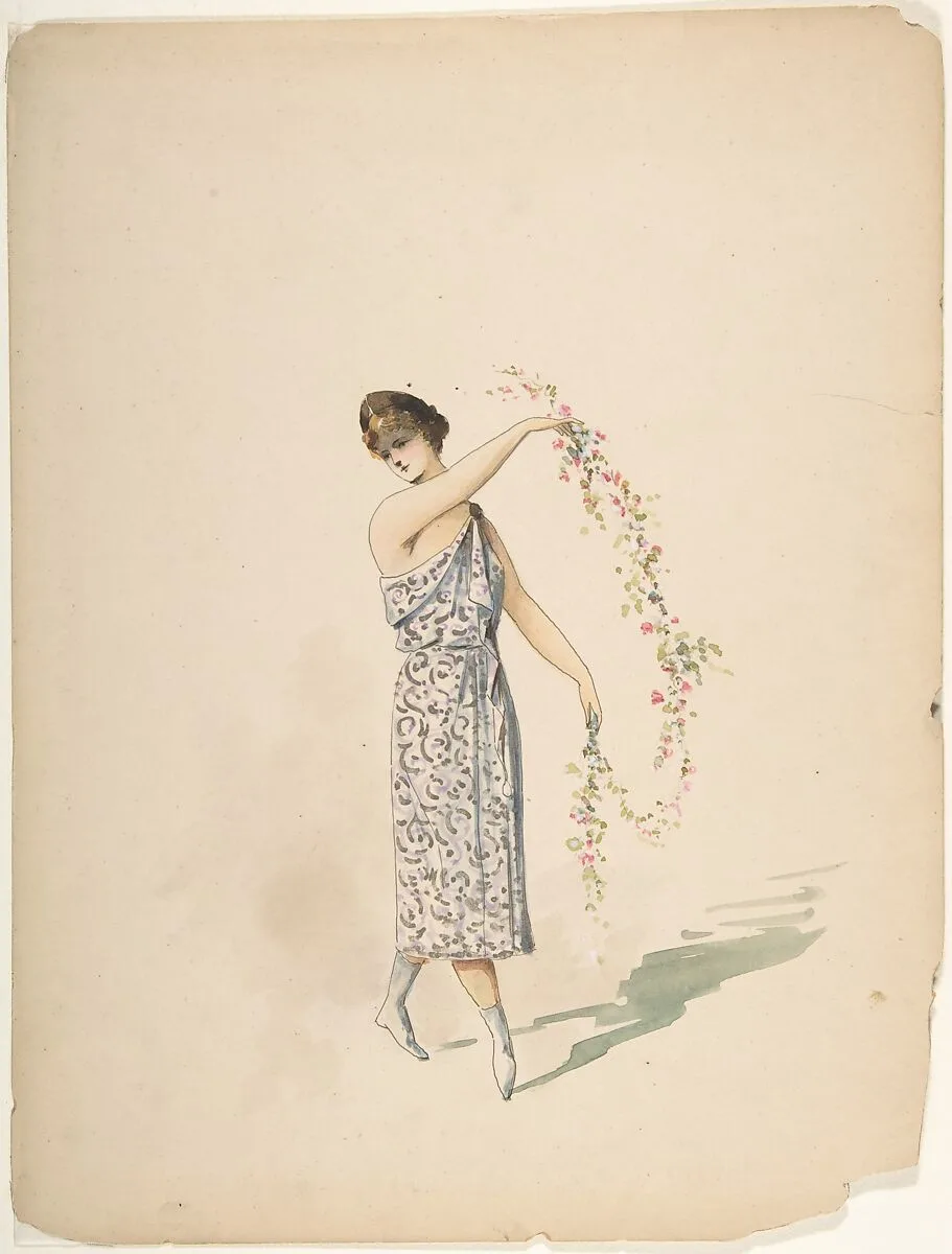 Costume Design for a Maiden Draped in White — Charles Bianchini