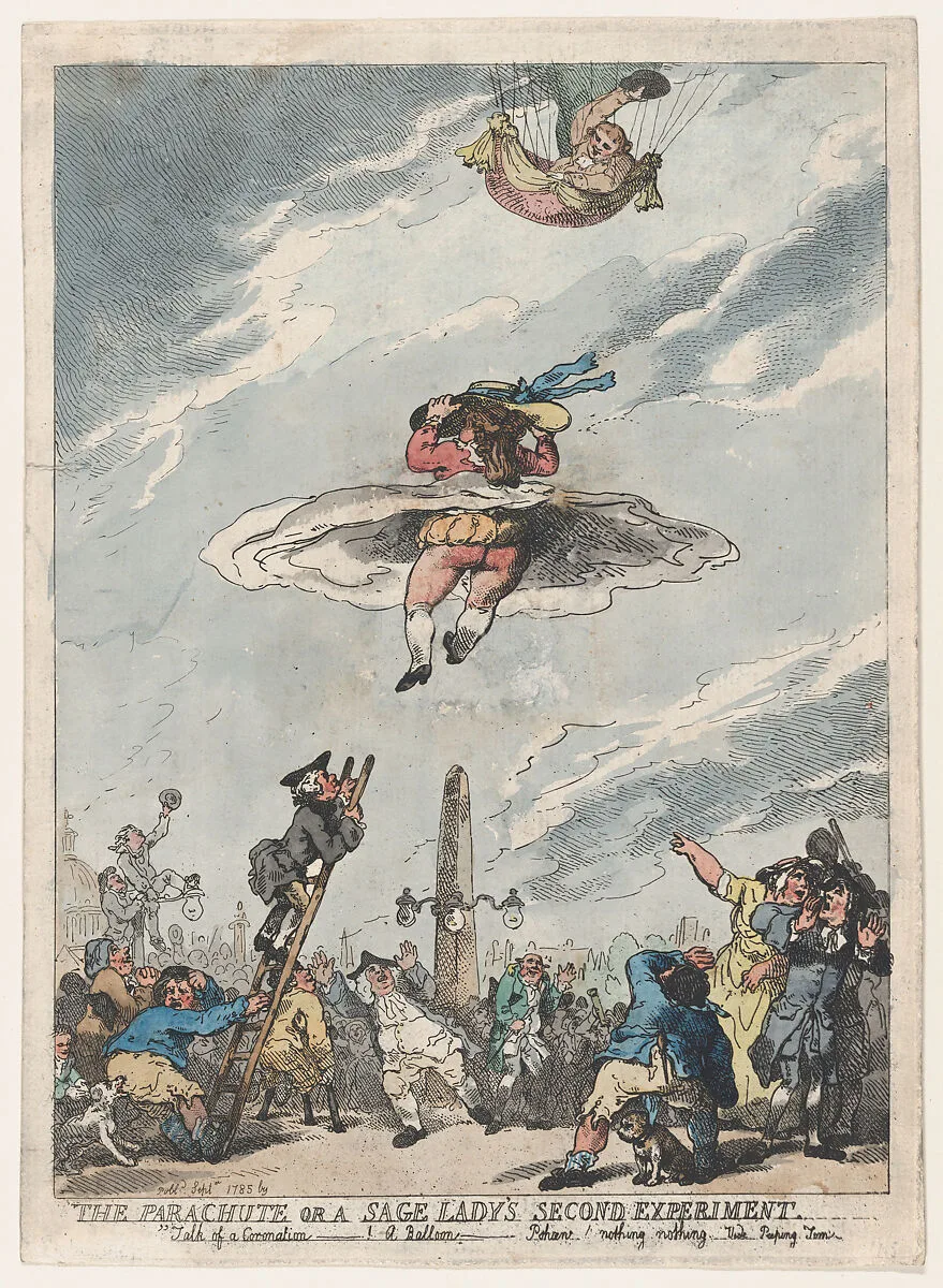The Parachute or a Sage Lady's Second Experiment — Thomas Rowlandson
