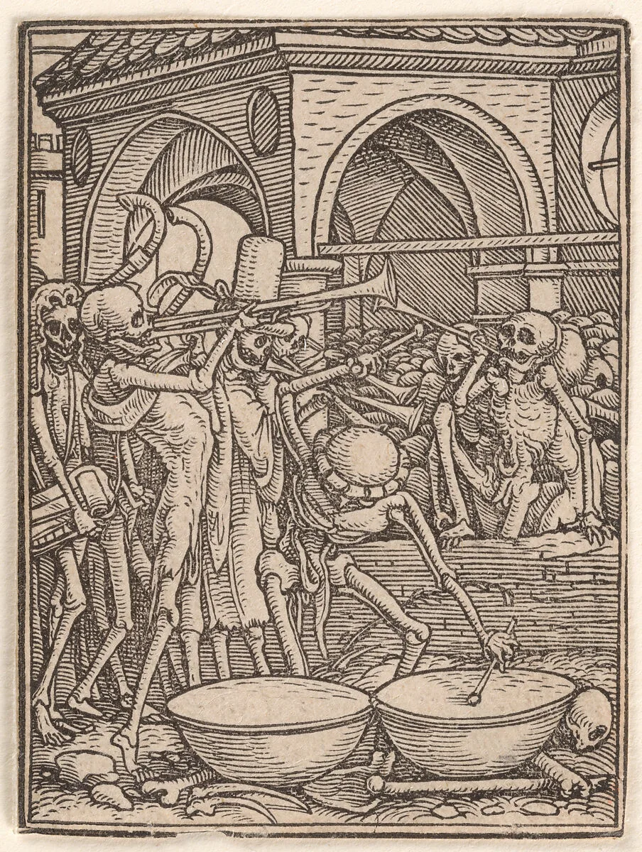Skeletons Making Music (or the Cemetery), from The Dance of Death — Hans Holbein the Younger|Hans Lützelburger