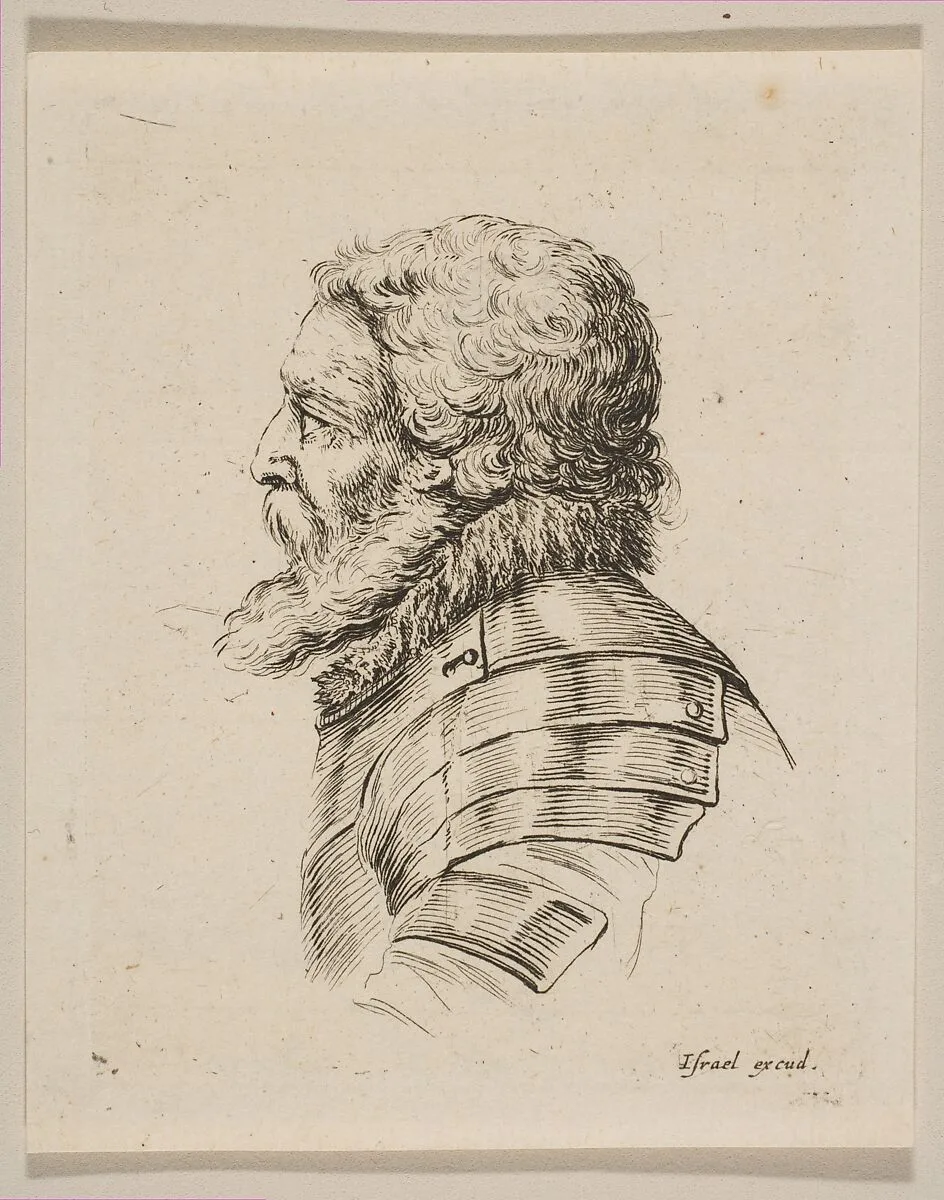 Bust of a Soldier in Profile, from 'Various heads and figures' (Diverses tétes et figures) — Stefano della Bella|Israël Henriet