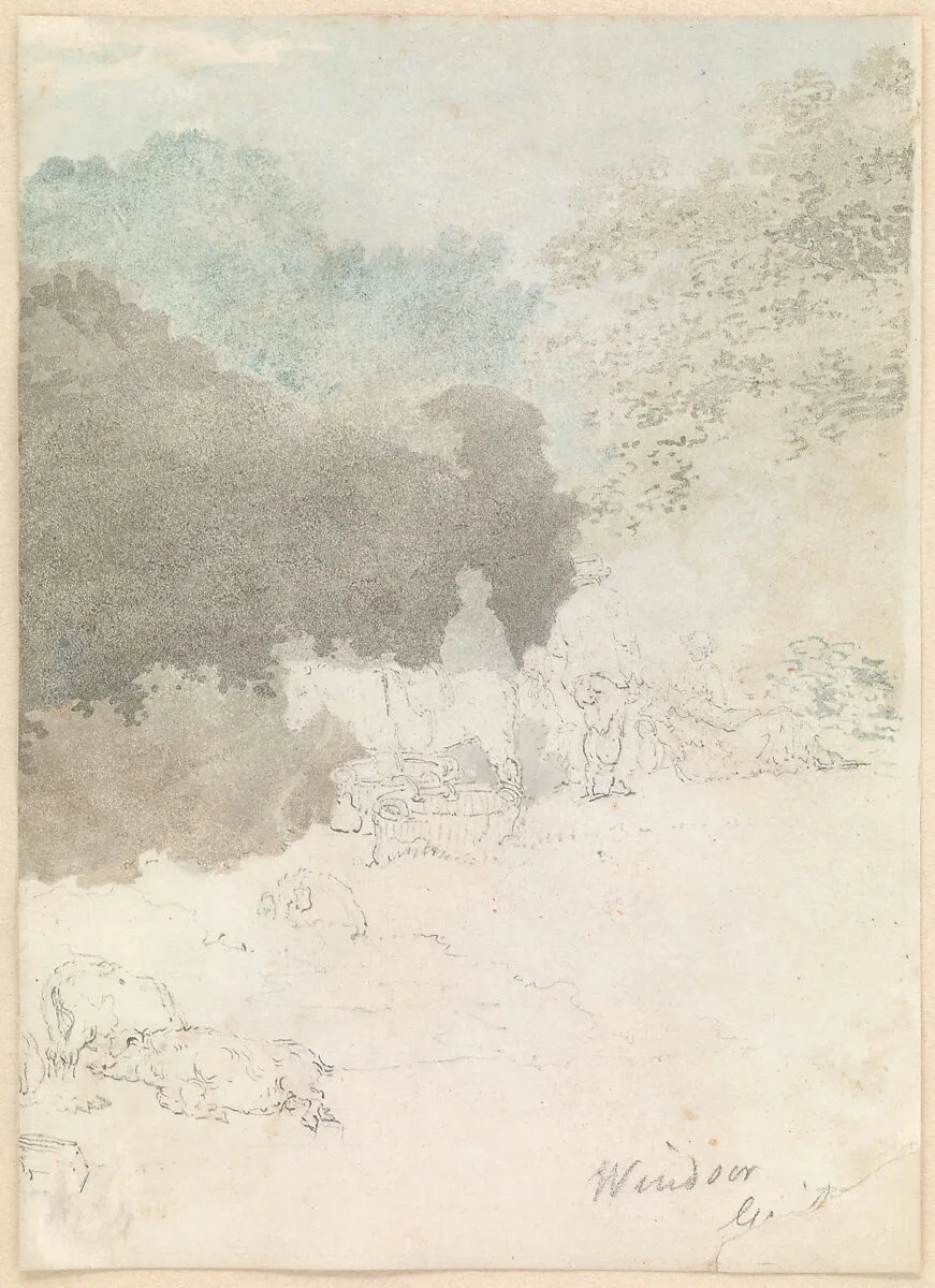 Horses and Pigs in a Landscape, Windsor — Thomas Girtin