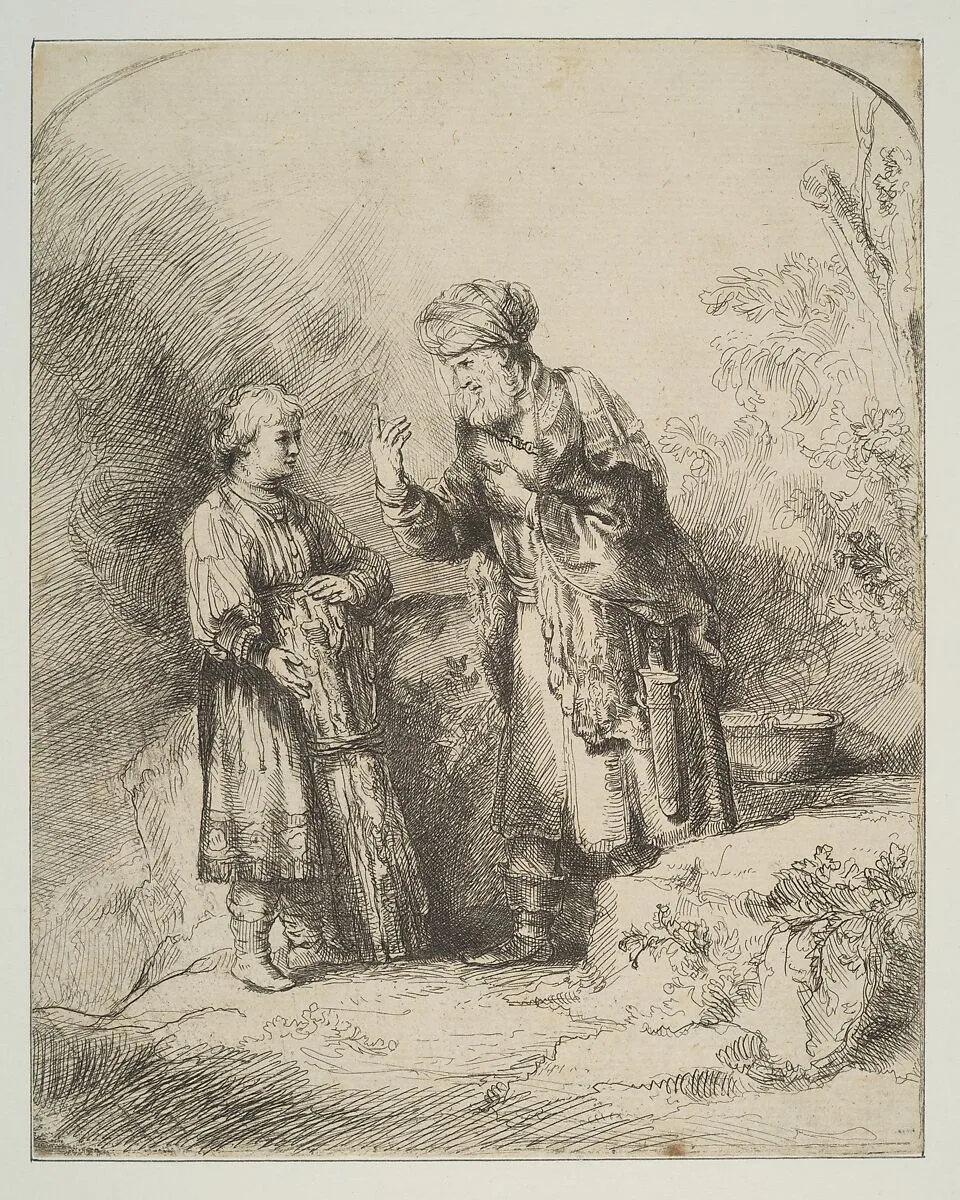 Abraham and Isaac (reverse copy) — Rembrandt (Rembrandt van Rijn)