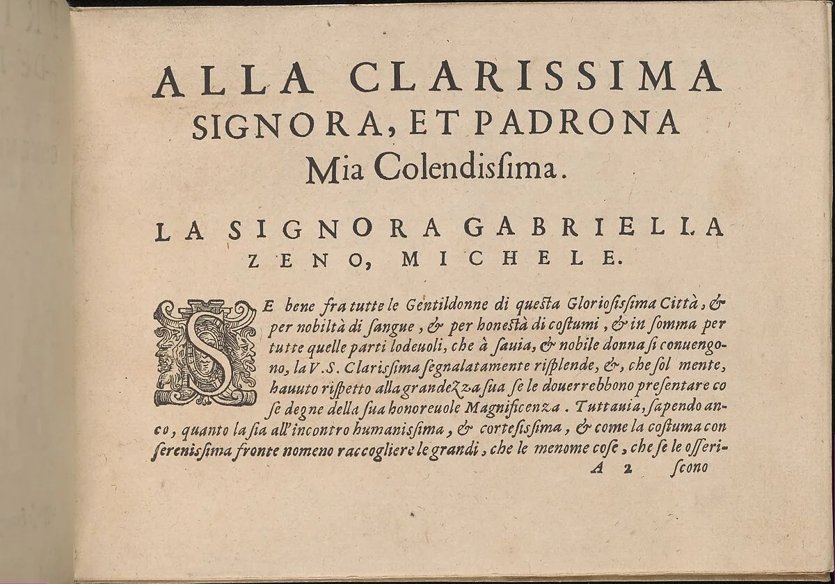 Prima Parte de' Fiori, e Disegni di varie sorti di Ricami Moderni, page 2 (recto) — Giovanni Battista Ciotti|Francesco de' Franceschi