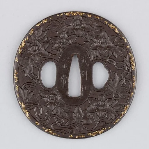 Sword guard (<i>Tsuba</i>) With Chinese Bellflowers Motif (桔梗図鐔)