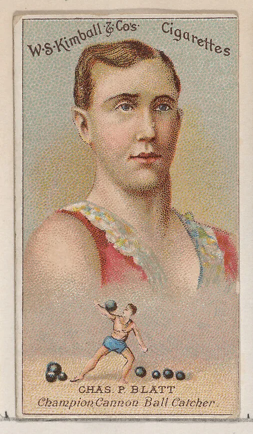 Charles P. Blatt, Champion Cannonball Catcher, from the Champions of Games and Sports series (N184, Type 1) issued by W.S. Kimball & Co. — W.S. Kimball & Co.