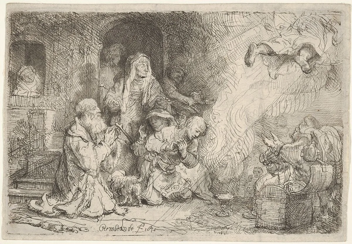 The Angel Leaving the Family of Tobias — Rembrandt (Rembrandt van Rijn)