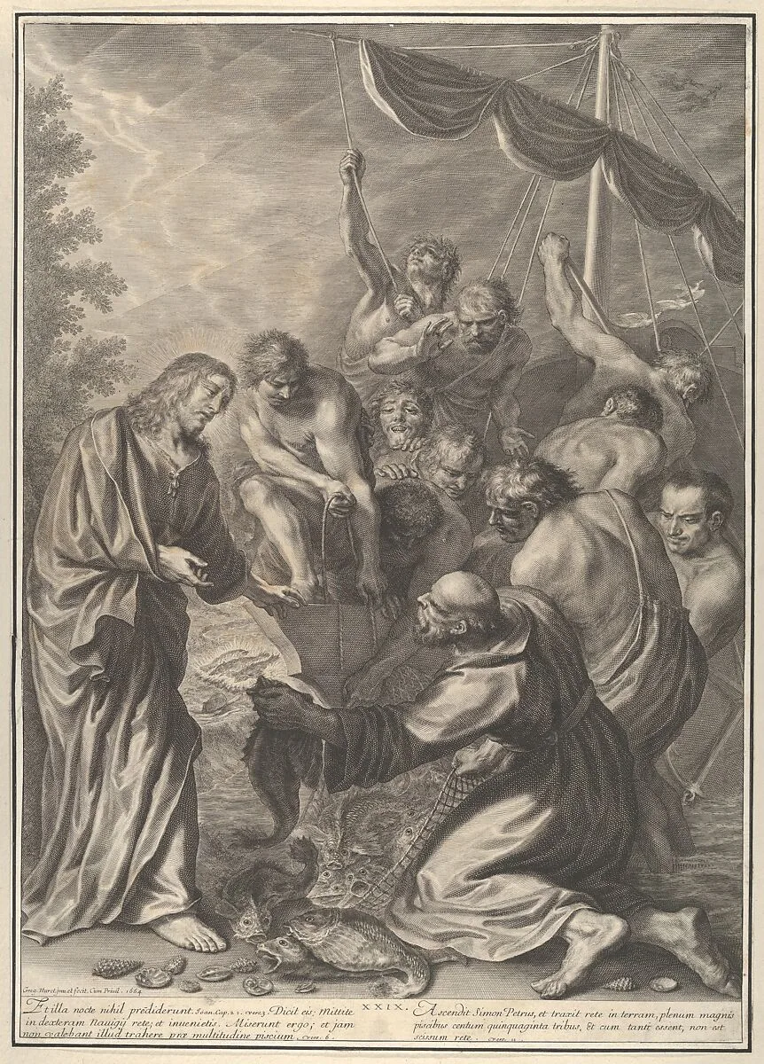 Miraculous Draught of Fishes, from The Passion of Christ, plate 29 — Grégoire Huret