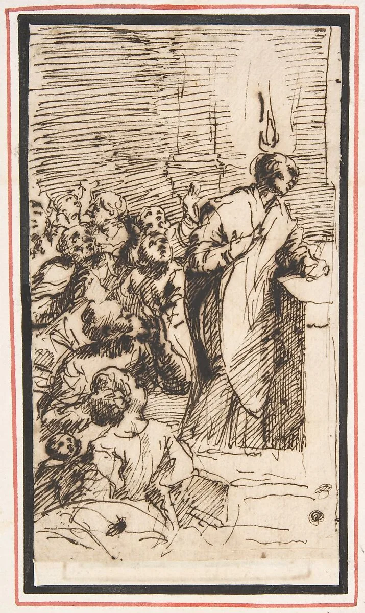 The Miraculous Mass of Saint Martin of Tours with the Apparition of a Ball of Fire above His Head — Giovanni Lanfranco