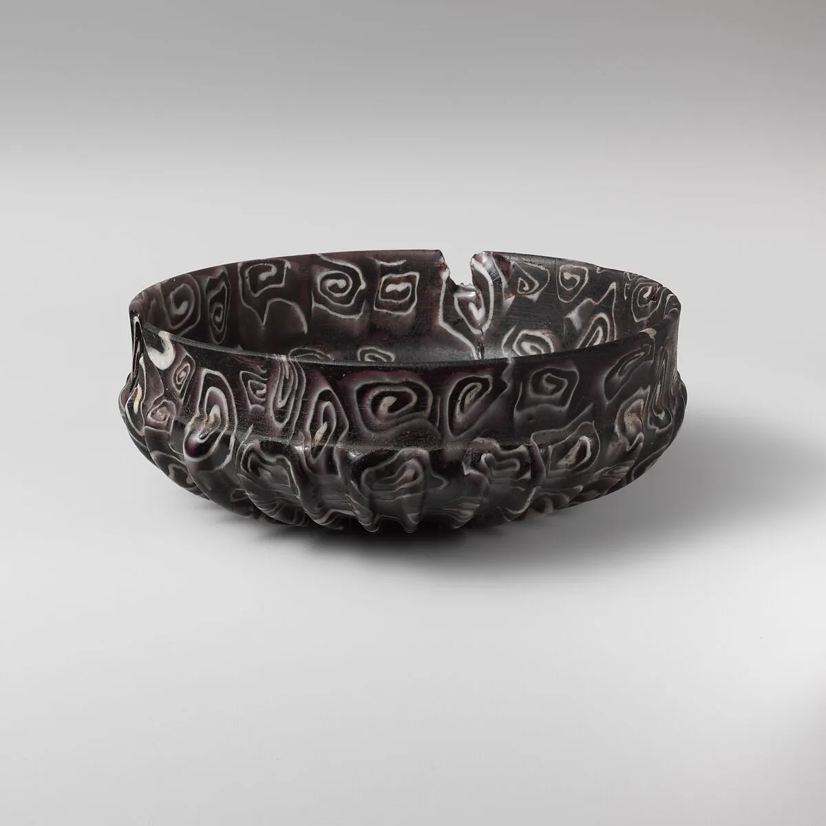Glass mosaic ribbed bowl — Unknown