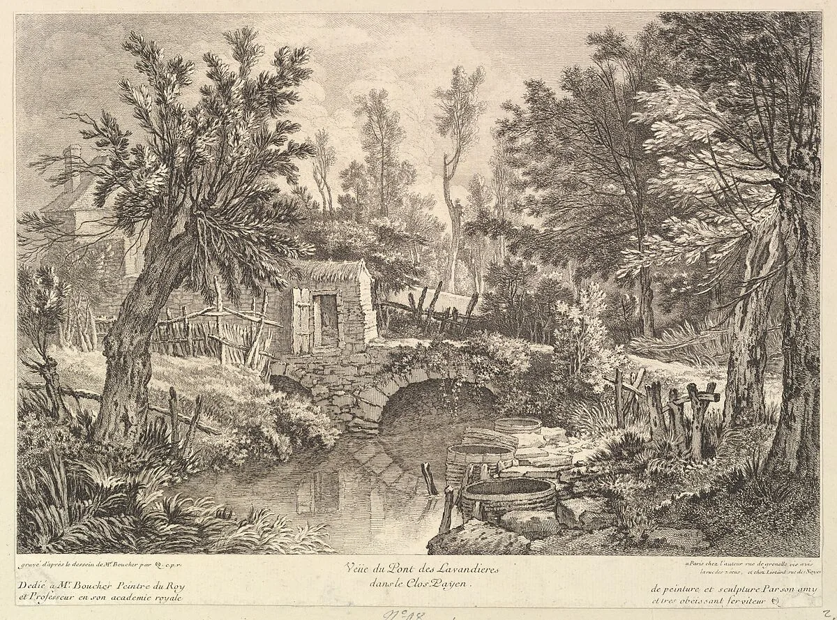 View of the Bridge of Washerwomen at the Peasant House — Quentin Pierre Chedel|François Boucher