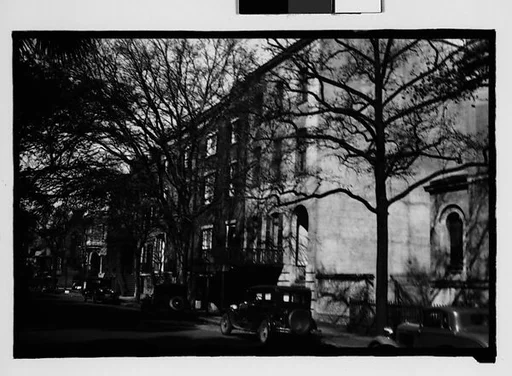 [Row of Italianate Houses with Parked Cars on Street, Savannah, Georgia]