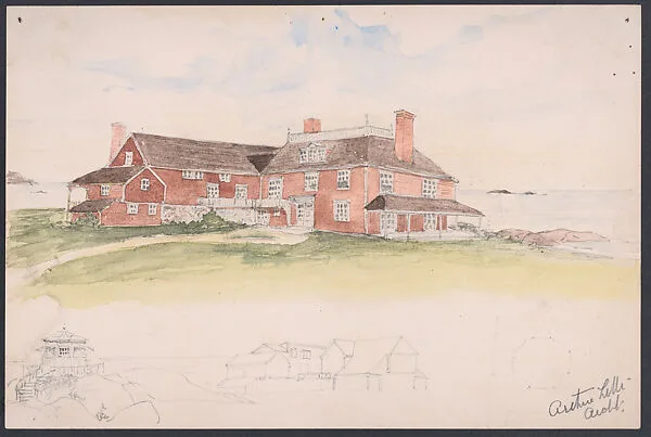 Wooden House near the Water (perhaps an early idea for Cliffs, Manchester, Massachusetts) — Arthur Little
