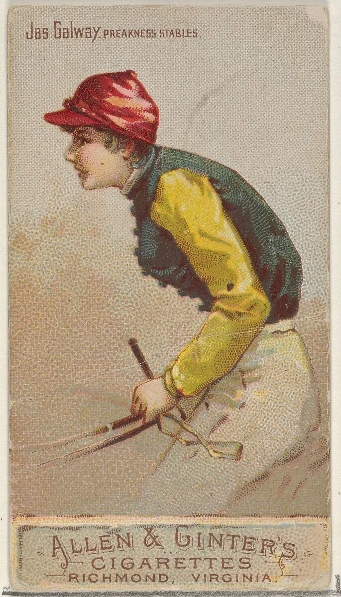 Jas. Galway, Preakness Stables, from the Racing Colors of the World series (N22b) for Allen & Ginter Cigarettes — Allen & Ginter