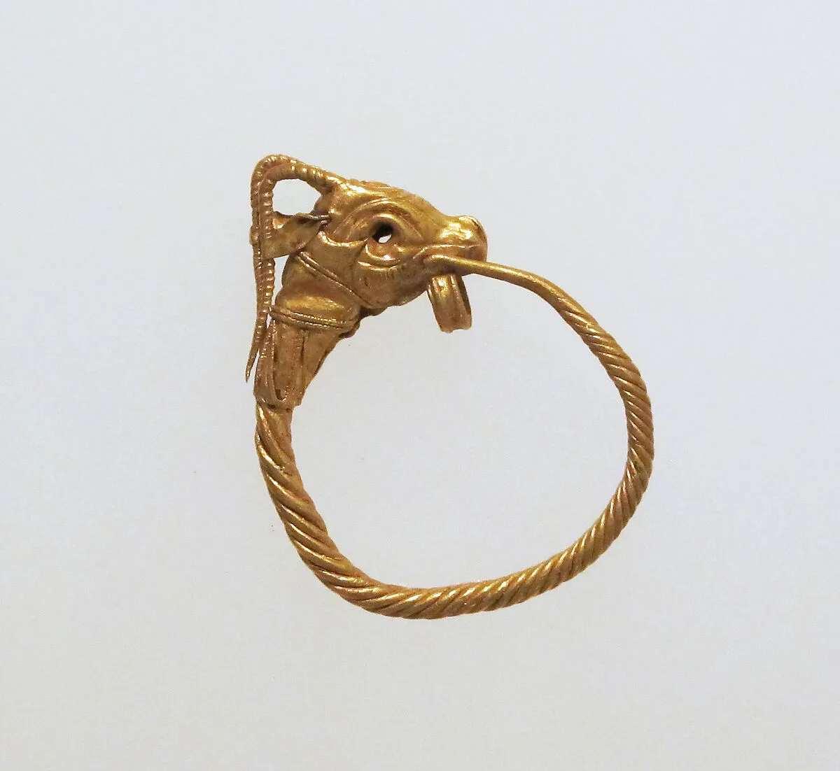 Gold earring with head of a goat — Unknown