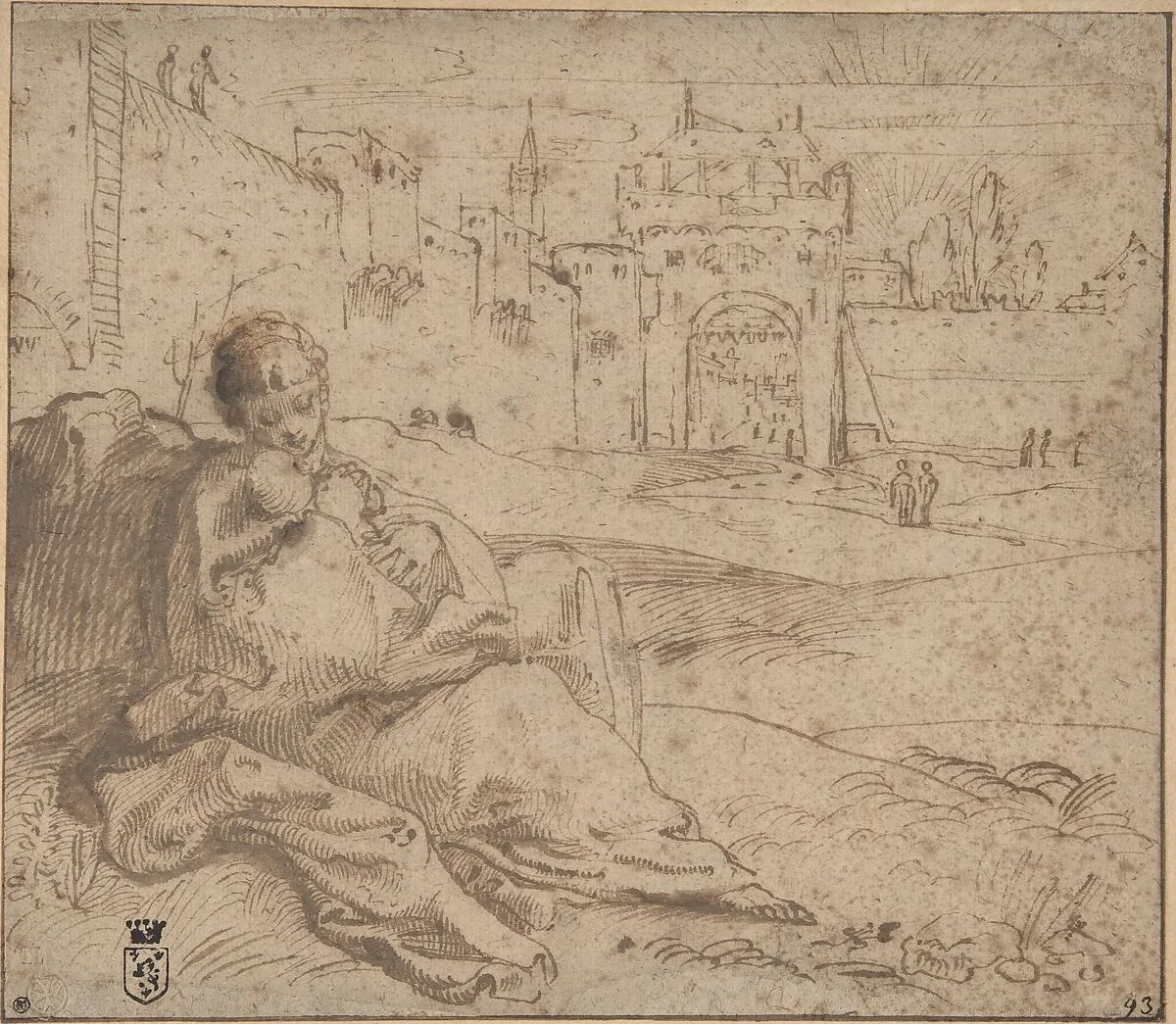 The Virgin and Child Resting Outside a City Gate — Annibale Carracci
