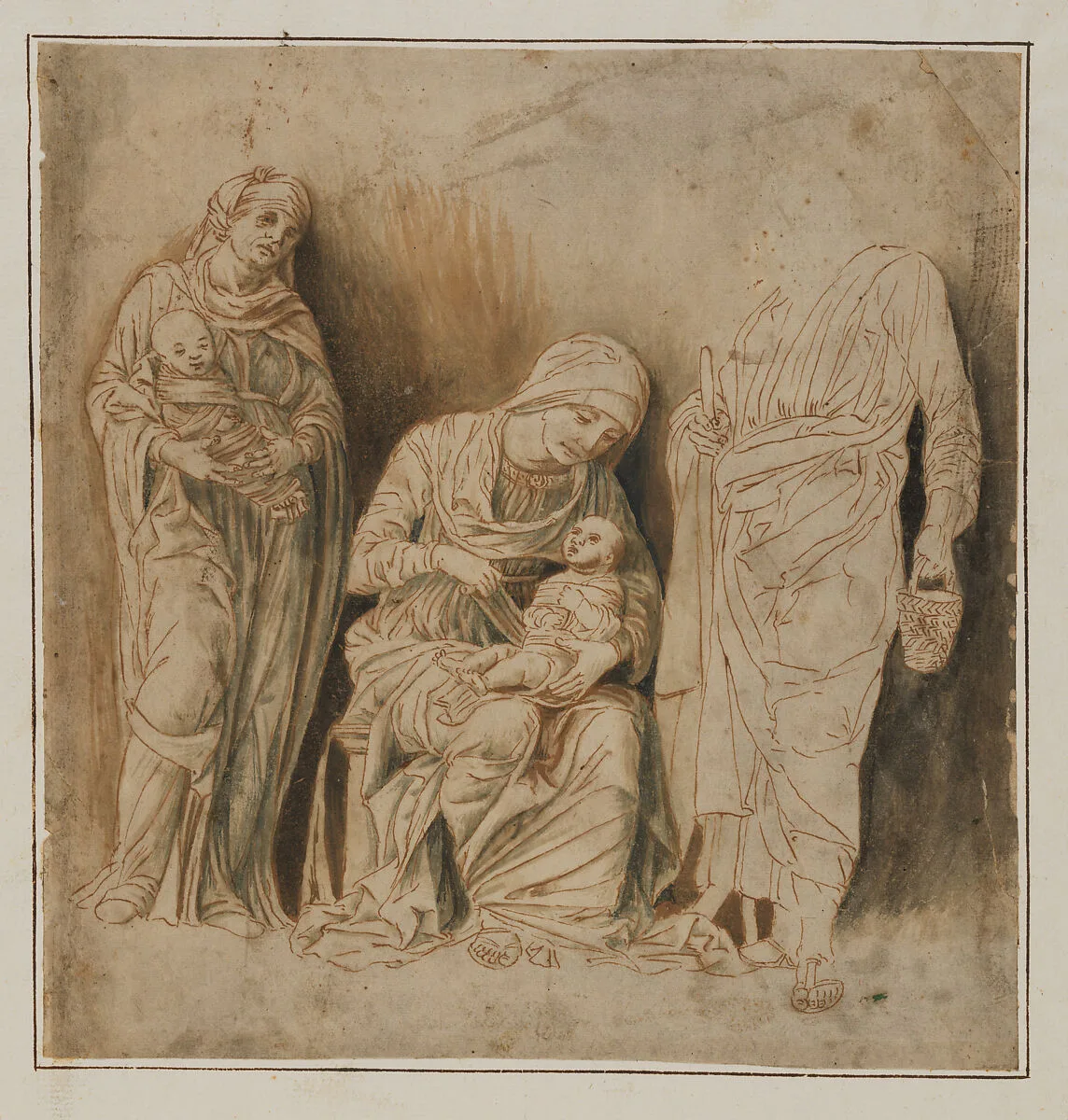 The Holy Family with Saint Elizabeth and the Infant John the Baptist — Andrea Mantegna