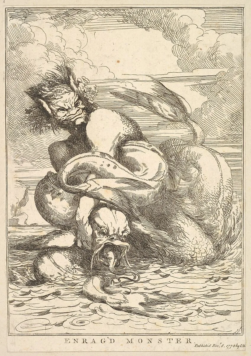 Enrag'd Monster, from "Fifteen Etchings Dedicated to Sir Joshua Reynolds" — John Hamilton Mortimer|Sir Joshua Reynolds