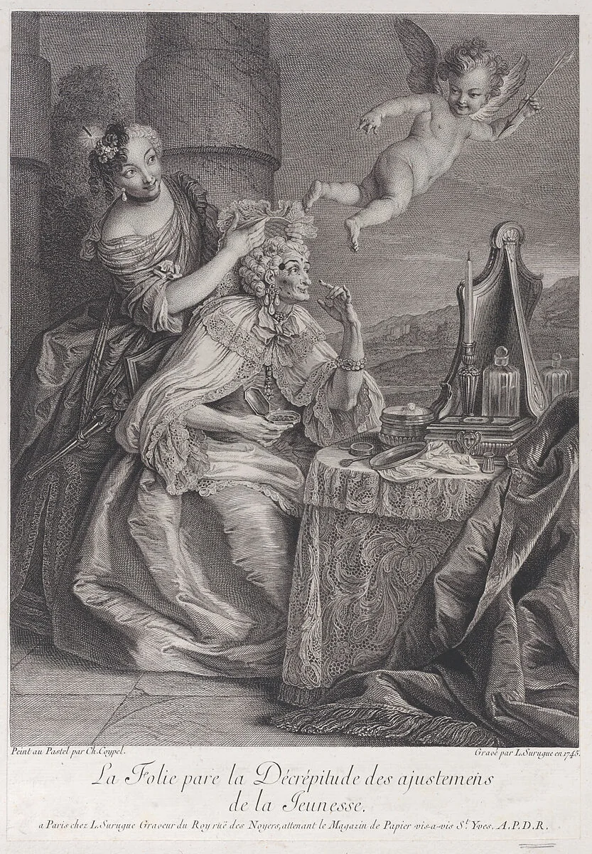 Age adorned by folly with the clothes of youth — Louis Surugue|Charles Antoine Coypel