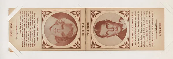 Sally Eilers and Maurice Chevalier from Star Folders Special Cards (W439) — Unknown