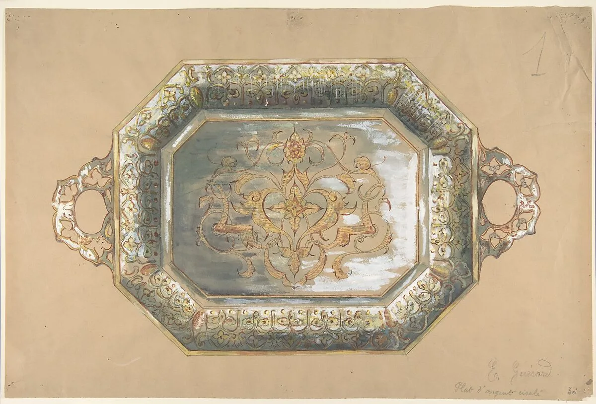 Design for an Embossed Silver Platter — Anonymous, French, 19th century|E. Guérard