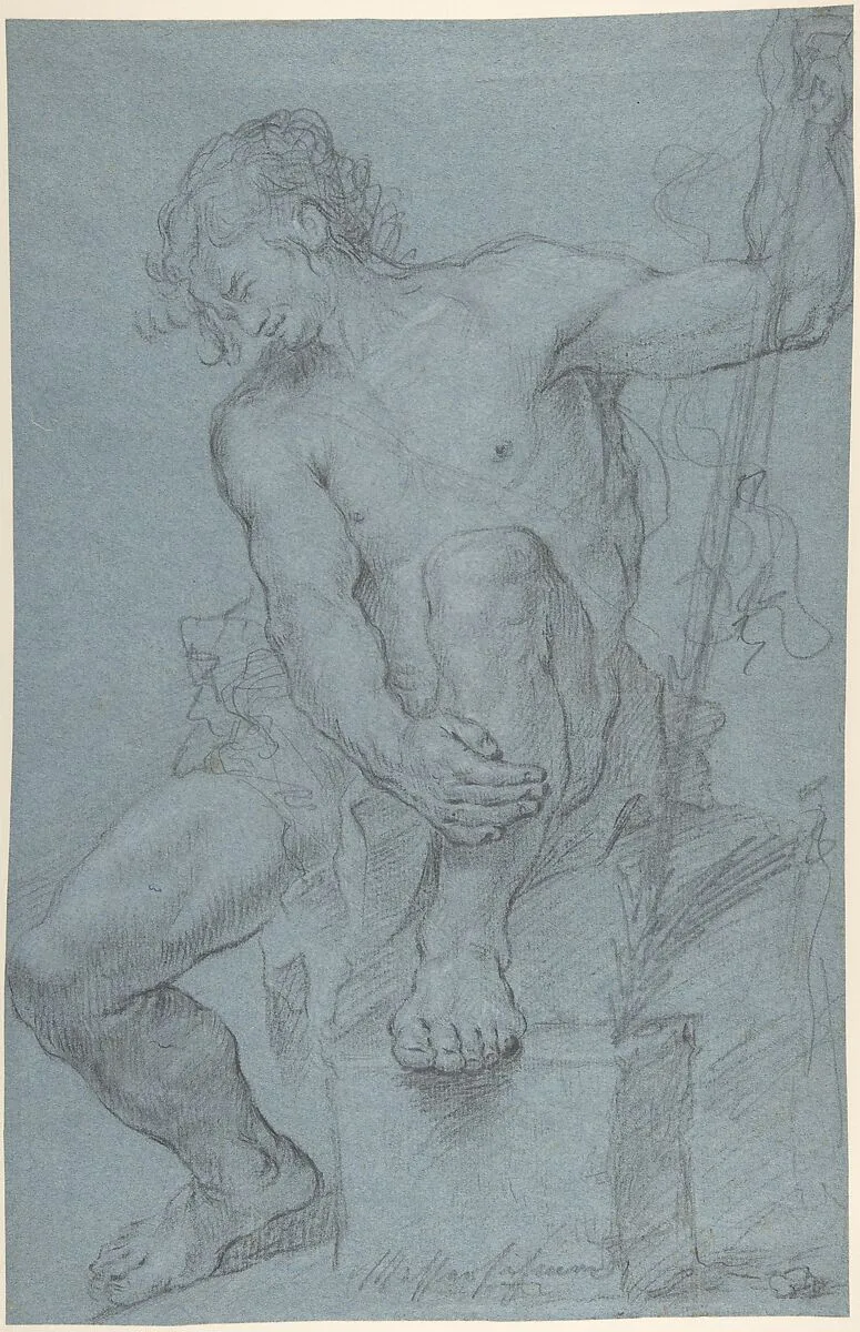 Seated Male Nude Holding a Staff — Franz Xaver Messerschmidt