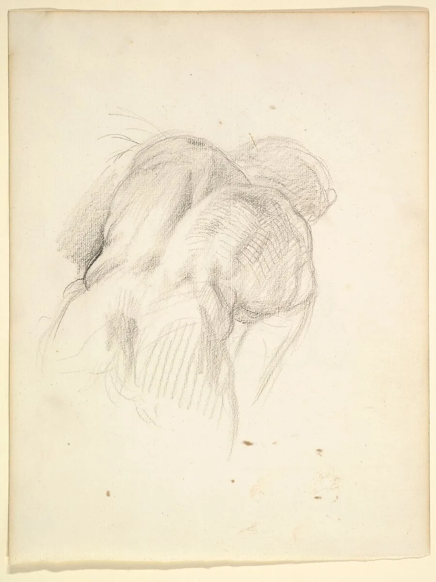 Study for a Male Figure in "Comus–The Measure" (recto); Reclining Male Nude (verso) — George Richmond