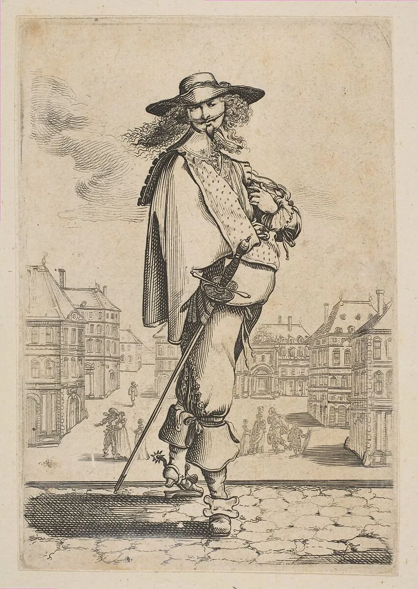 Gentleman with a Sword Before Some Buildings — Anonymous, French, 17th century|Abraham Bosse