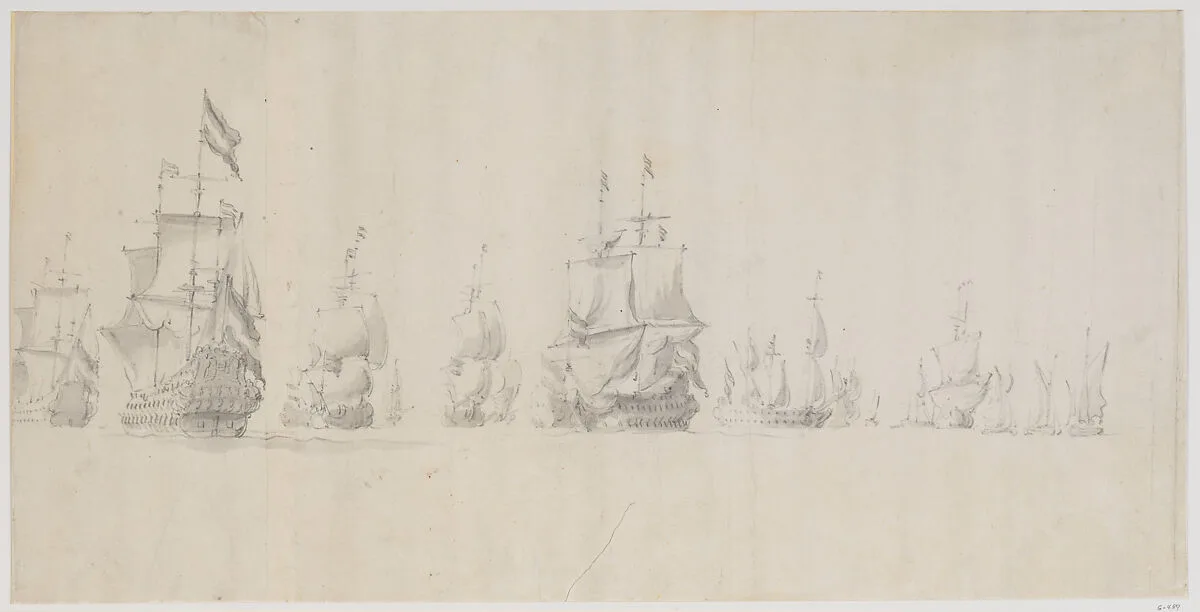 A Dutch Fleet Under Sail at Sea in a Light Breeze — Willem van de Velde I