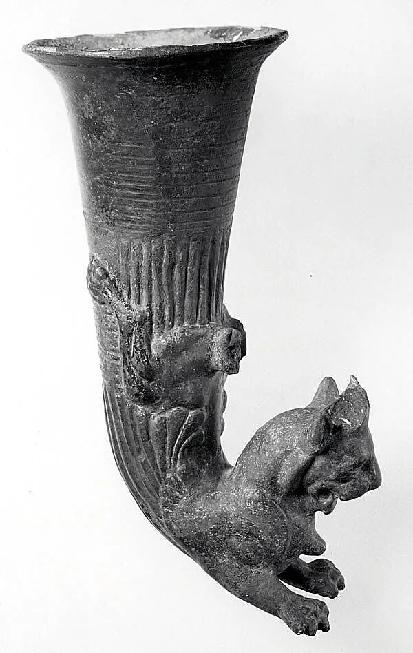 Rhyton terminating in a horned lion — Unknown