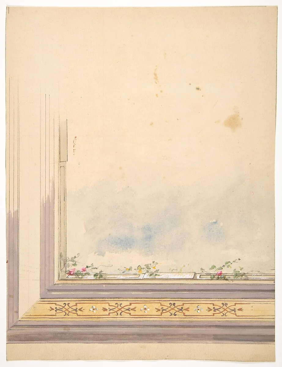 Design for a ceiling painted with clouds and flowering vines — Jules-Edmond-Charles Lachaise|Eugène-Pierre Gourdet