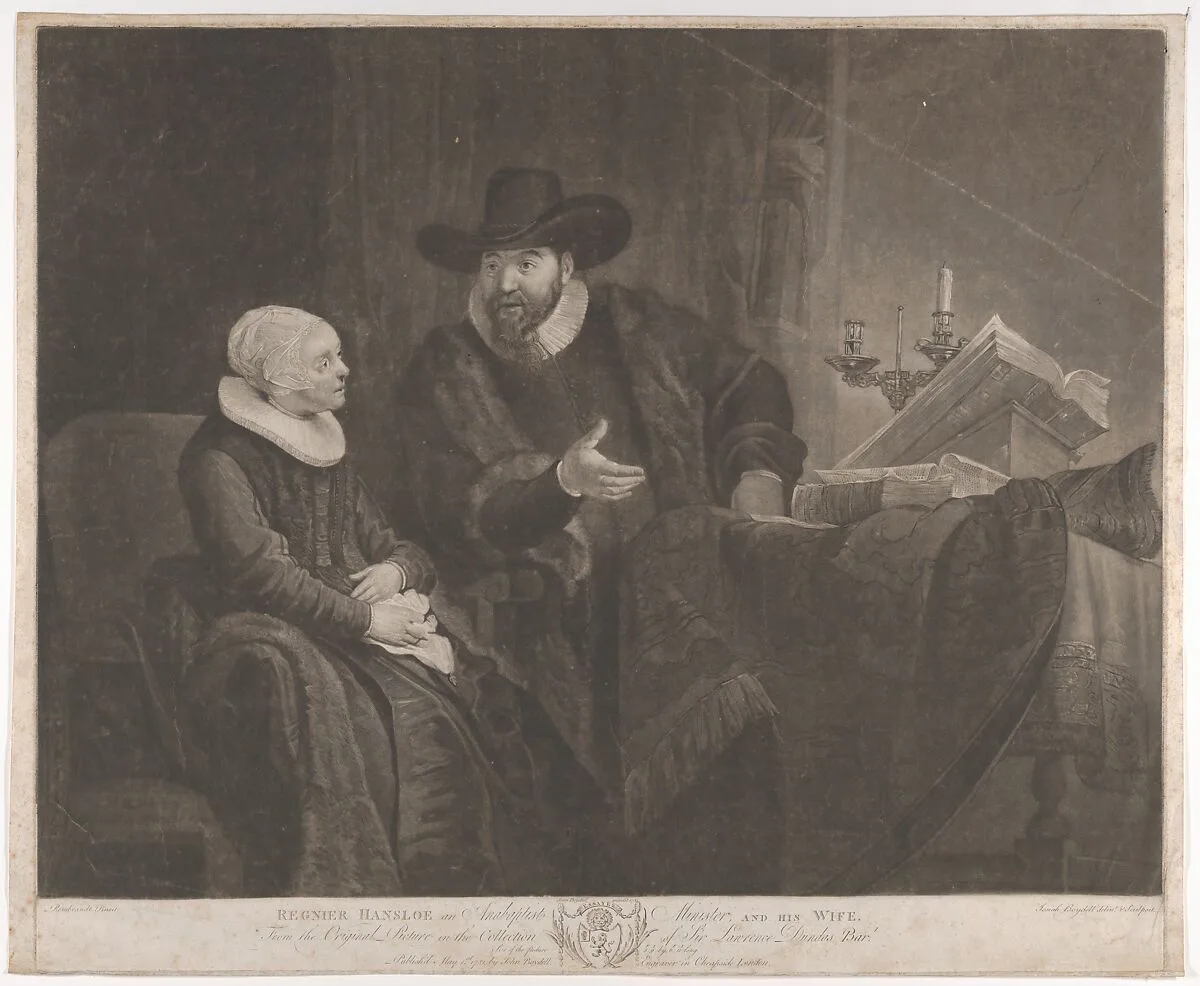 Regnier Hansloe, an Anabaptist Minister, and His Wife (Cornelis Claesz Anslo and His Wife Aeltje Gerritsdr Schouten) — Rembrandt (Rembrandt van Rijn)|Josiah Boydell|John Boydell